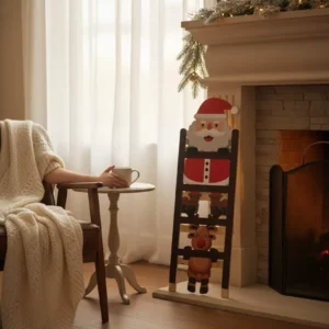 santa & reindeer ladder decoration – playful hanging piece full of holiday cheer