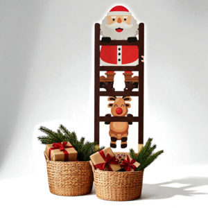 santa & reindeer ladder decoration – playful hanging piece full of holiday cheer