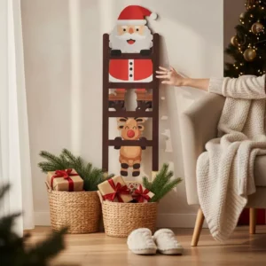 santa & reindeer ladder decoration – playful hanging piece full of holiday cheer