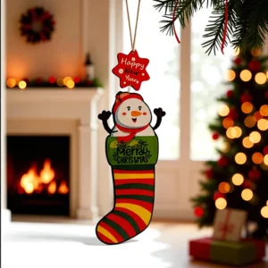 hanging snowman & stocking decoration – dual holiday cheer for christmas and new year