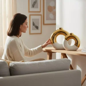 modern gold ceramic vase – minimalist hollow design