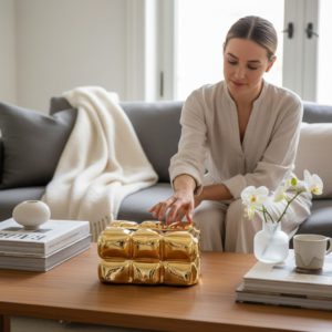 luxury gold ceramic tissue box – modern elegant design