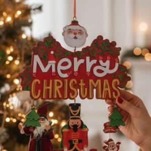 hanging christmas ornament with santa and classic figures