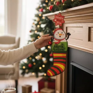 hanging snowman & stocking decoration – dual holiday cheer for christmas and new year