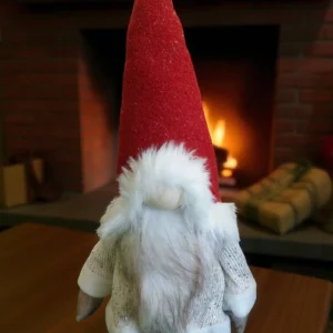 luxury christmas decoration – festive gnome with sparkling red hat and winter charm