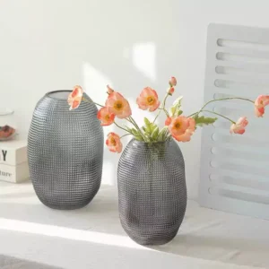 modern black textured vase – oval grid design