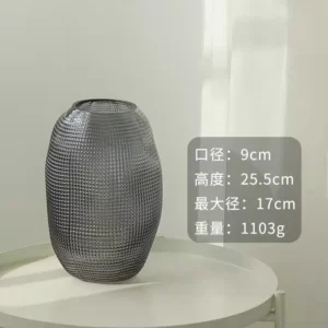 modern black textured vase – oval grid design