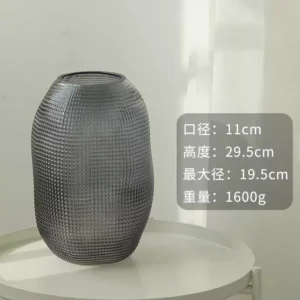 modern black textured vase – oval grid design