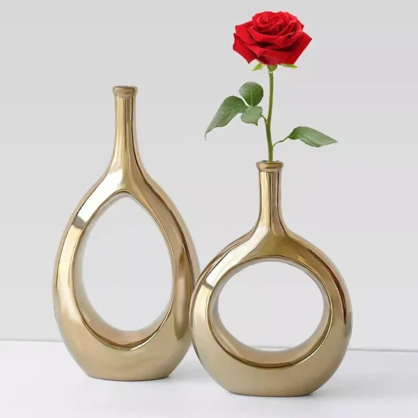 hollow oval gold ceramic vase hollow oval gold ceramic vase