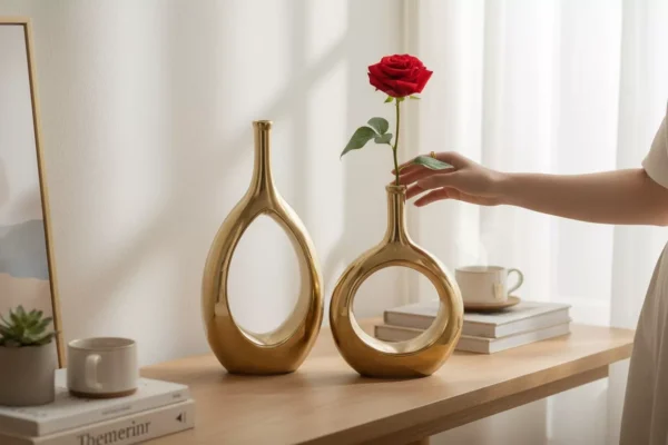 hollow oval gold ceramic vase hollow oval gold ceramic vase