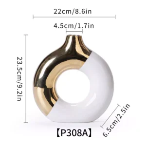 modern gold ceramic vase – minimalist hollow design