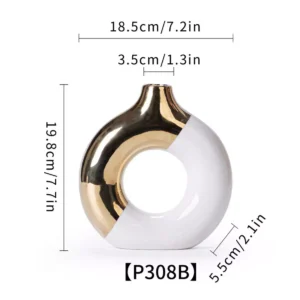 modern gold ceramic vase – minimalist hollow design