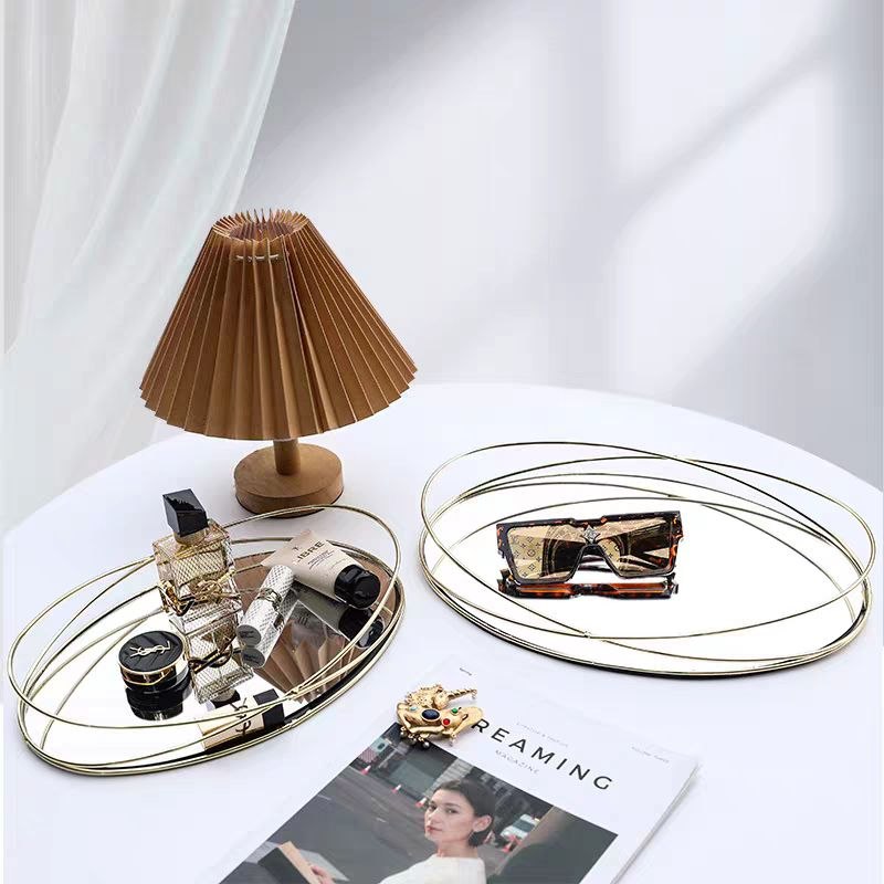 oval mirror base tray set – sleek metallic design with dual elegant sizes oval mirror base tray set – sleek metallic design with dual elegant sizes