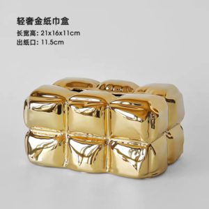 luxury gold ceramic tissue box – modern elegant design