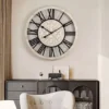 rustic wooden wall clock with roman numerals
