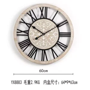 rustic wooden wall clock with roman numerals