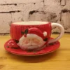 santa ceramic cup with saucer – 3d holiday design for festive sips