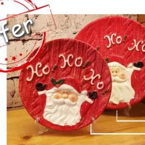 christmas ceramic decorative plate – embossed santa design, available in two sizes