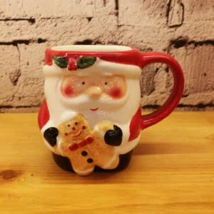 santa & gingerbread man ceramic mug – 3d festive design full of holiday cheer
