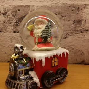 santa train snow globe – premium christmas decoration with cheerful festive details