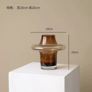 smoke brown glass vase set –modern flared design –two sizes