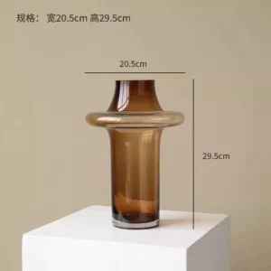 smoke brown glass vase set –modern flared design –two sizes