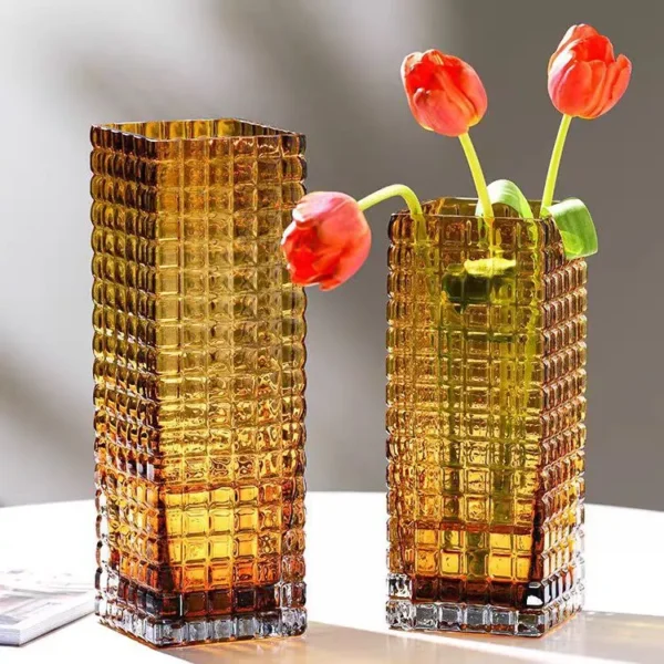 square glass vase with geometric patterns square glass vase with geometric patterns