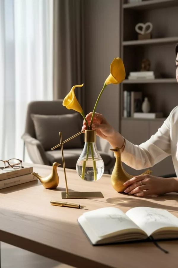 tilted glass lamp with elegant floral arrangement tilted glass lamp with elegant floral arrangement