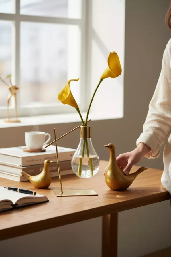 tilted glass lamp with elegant floral arrangement tilted glass lamp with elegant floral arrangement