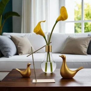 tilted glass lamp with elegant floral arrangement