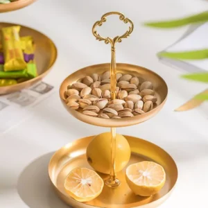 two tier gold serving tray – single integrated piece for elegant display and