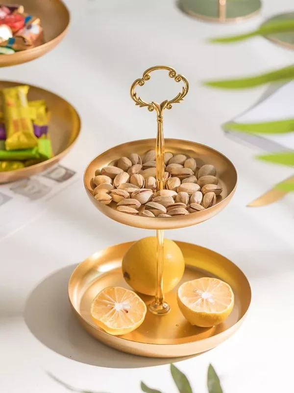 two tier gold serving tray – single integrated piece for elegant display and two tier gold serving tray – single integrated piece for elegant display and