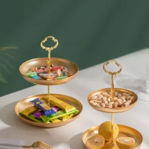 two tier gold serving tray – single integrated piece for elegant display and