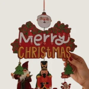 hanging christmas ornament with santa and classic figures
