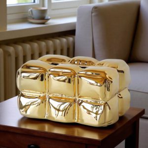 luxury gold ceramic tissue box – modern elegant design