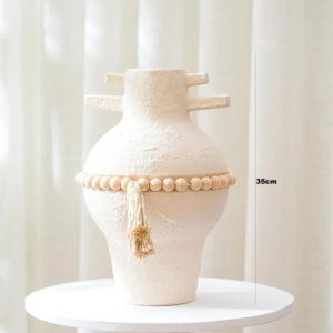 white ceramic vase duo with beaded accent 03