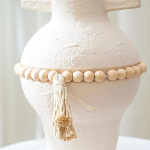 white ceramic vase duo with beaded accent white ceramic vase duo with beaded accent