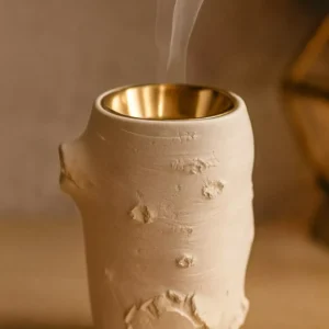 18cm Ceramic Incense Burner with Elegant Golden Interior