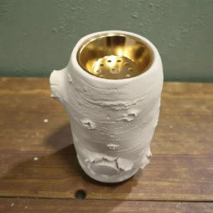 18cm Ceramic Incense Burner with Elegant Golden Interior