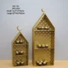 2 piece golden ramadan stand with house design & elegant crescents