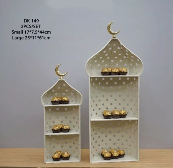 2 piece premium ramadan dome stand with white finish & golden crescent 2 piece premium ramadan dome stand with white finish & golden crescent