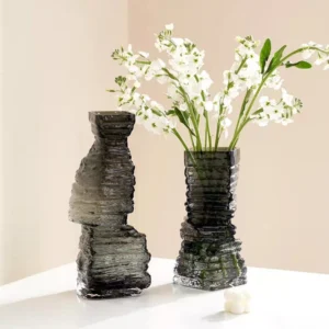 black textured glass vases – contemporary sculptural design for elegant décor