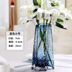 blue gradient glass vases – contemporary rippled design with artistic finish