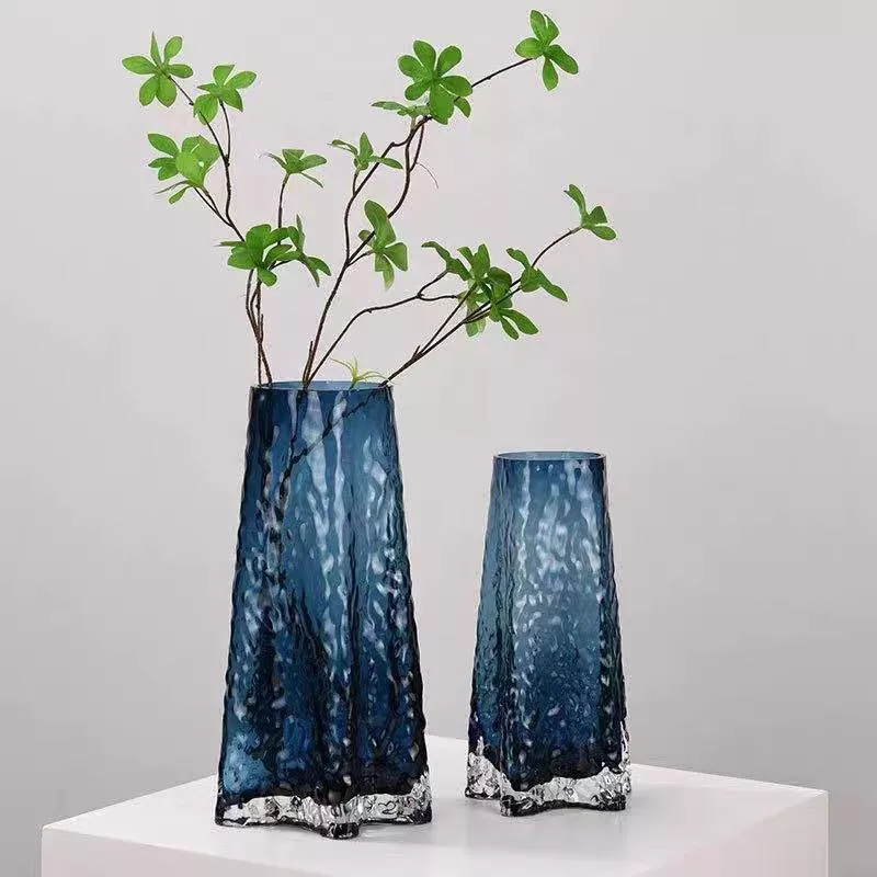blue gradient glass vases – contemporary rippled design with artistic finish blue gradient glass vases – contemporary rippled design with artistic finish