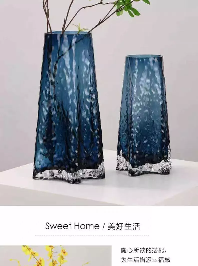 blue gradient glass vases – contemporary rippled design with artistic finish blue gradient glass vases – contemporary rippled design with artistic finish