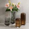 crystal edge glass vase – honey & smoky grey