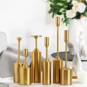 gold candle holders – set of 6 modern decorative pieces in multiple sizes