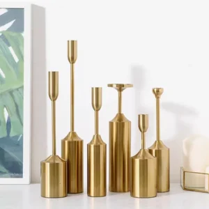 gold candle holders – set of 6 modern decorative pieces in multiple sizes
