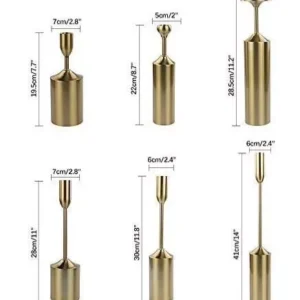gold candle holders – set of 6 modern decorative pieces in multiple sizes
