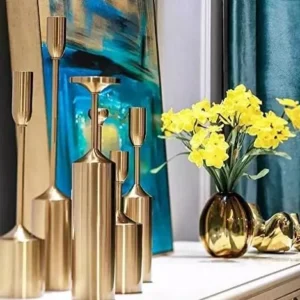 gold candle holders – set of 6 modern decorative pieces in multiple sizes
